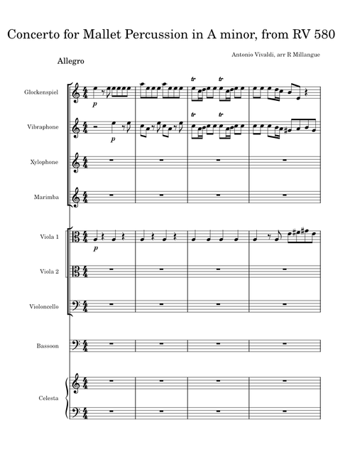 Concerto for Mallet Percussion in A minor, from RV 580