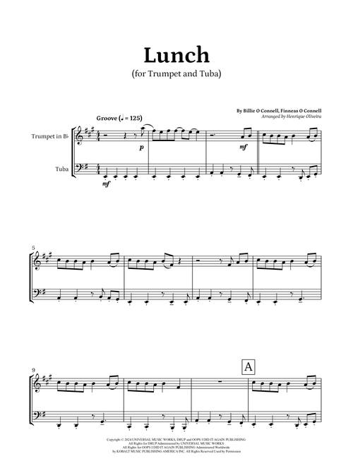 Lunch (Arr. Henrique Oliveira) - Billie Eilish (Instrumental Duet)