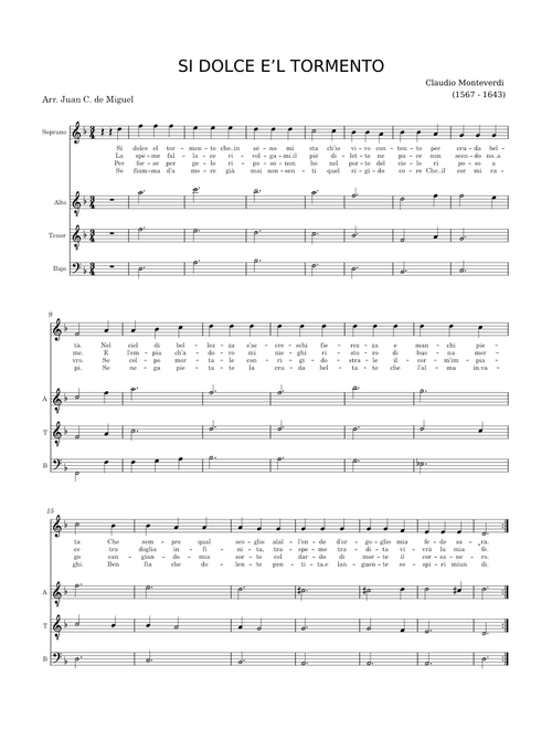 Monteverdi Si dolce el tormento 4 voces