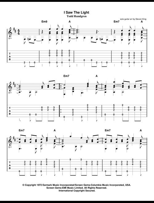 I Saw The Light (Arr. Steven King) - Hal Ketchum (Solo Guitar)