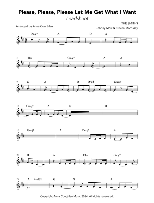 Please, Please, Please, Let Me Get What I Want (Arr. Anna Coughlan) - The Smiths (Lead Sheet - Fake Book)