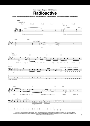Radioactive – Imagine Dragons - guitar/bass/drums, chords, lyrics on ...