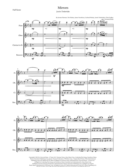 Mirrors (Arr. Fernando Britto) - Justin Timberlake (Woodwind Ensemble)