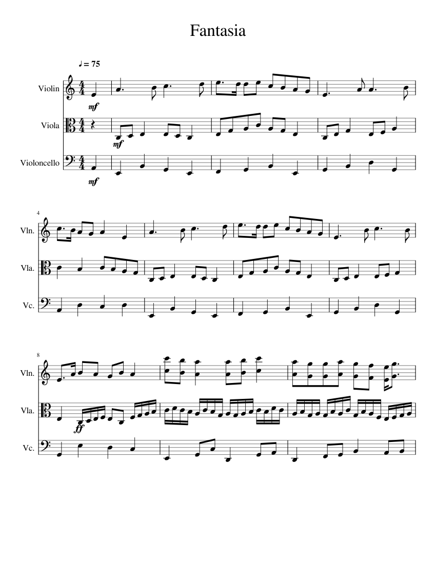 Fantasia Sheet music for Violin, Viola, Cello (String Trio)