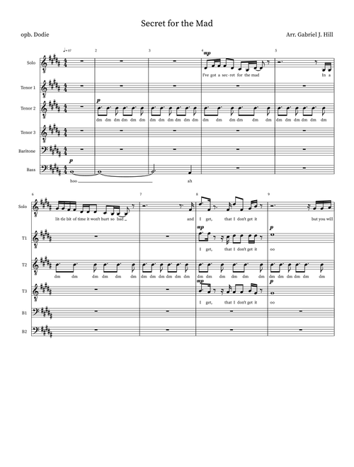 Secret For The Mad (Arr. Gabriel J. Hill) - Dodie Clark (Choral, TTBB)