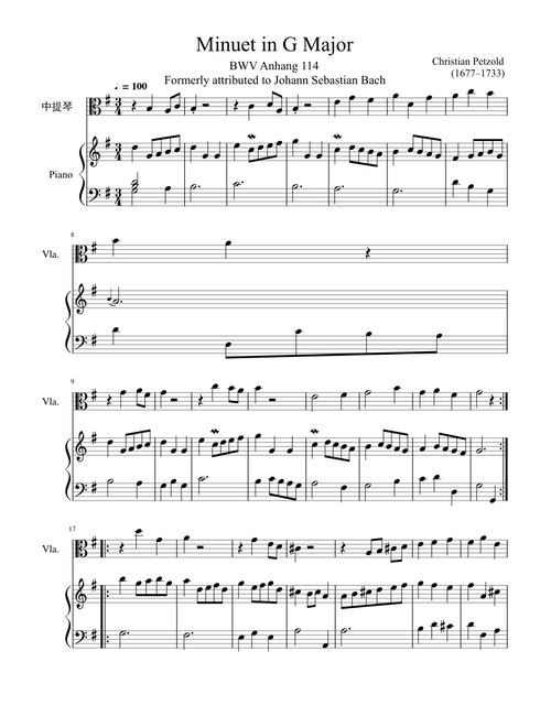 Minuet in G Major Bach