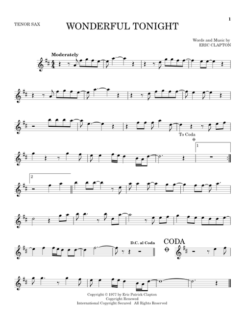 Wonderful Tonight - Eric Clapton, David Kersh (Tenor Sax Solo)