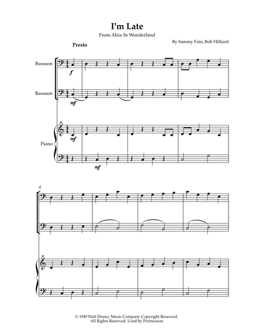 I'm Late (Arr. Karen Gueiros) - Bob Hilliard, Sammy Fain (Instrumental Duet and Piano)