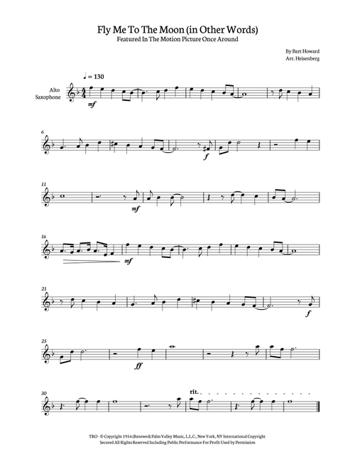 Fly Me To The Moon (in Other Words) (Arr. Heisenberg) - Tony Bennett (Alto Sax Solo)