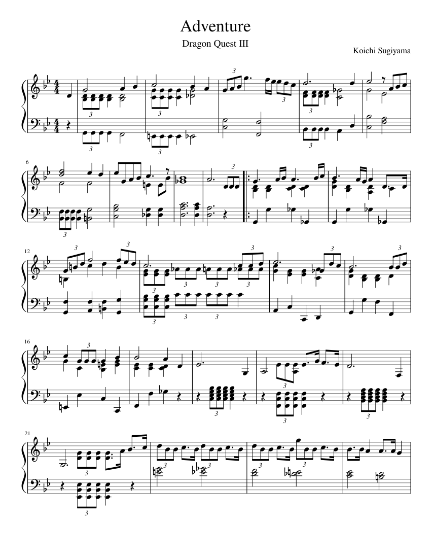 楽譜　ソロピアノ　THE ADVENTURE COLLECTION Adventure – YOASOBI (Full Solo Piano Version) Sheet Music