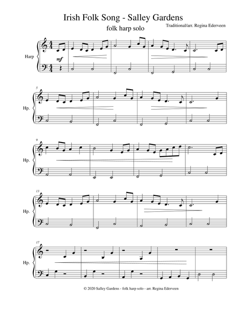 Salley Gardens (Irish Folk Song) - folk harp beginner - Regina Ederveen (Harp)