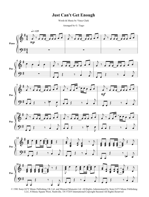 Just Can't Get Enough (Arr. G. Tiago) - Depeche Mode (Piano Solo)
