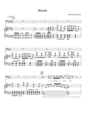 Play Official version of Breath Sheet Music by Breaking Benjamin