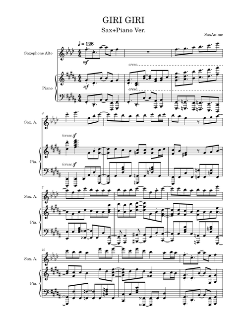 GIRI GIRI Sax/Piano - Kaguya-sama: Love is war OP3