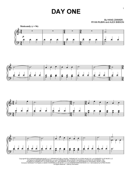 Day One (from Interstellar) - Hans Zimmer, Ryan Romeyn Rubin, Alex Gibson (Piano Solo)
