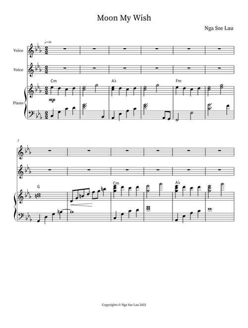 Moon My Wish - Nga Sze Lau (Choral, 2-Part)