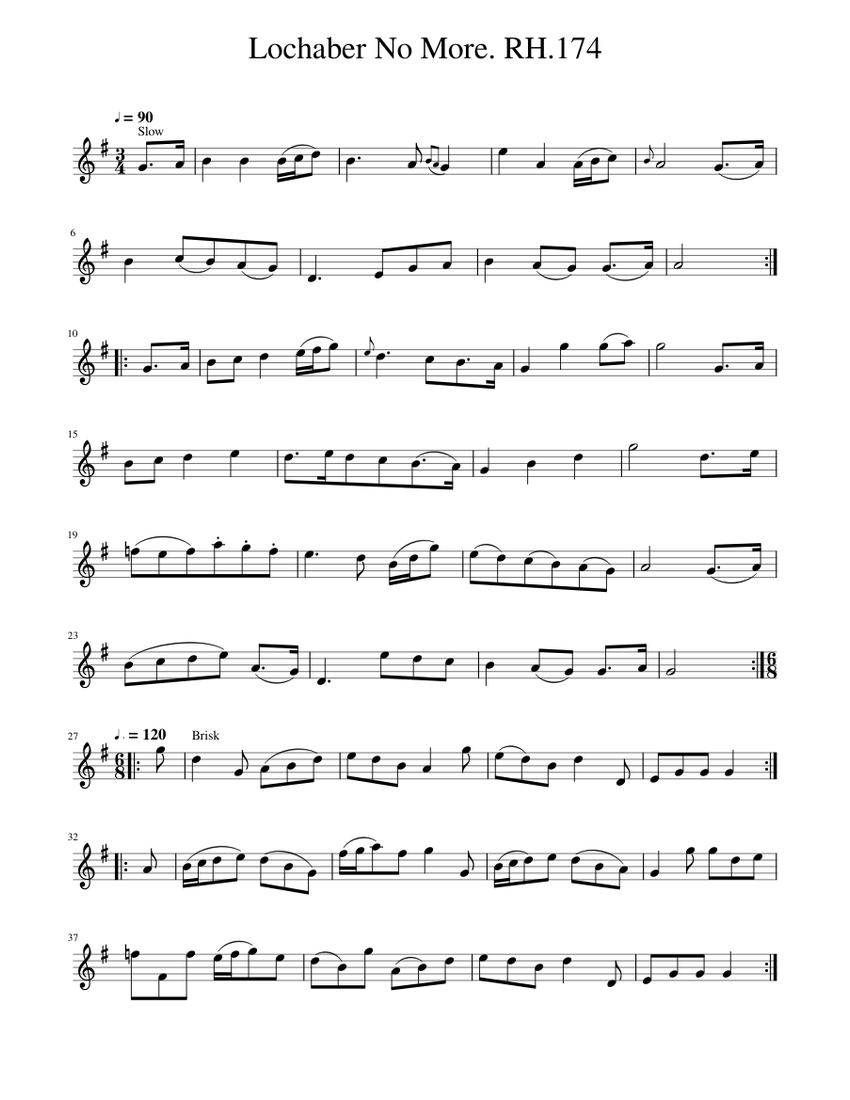 Lochaber No More. RH.174 Sheet music for Piano (Solo)