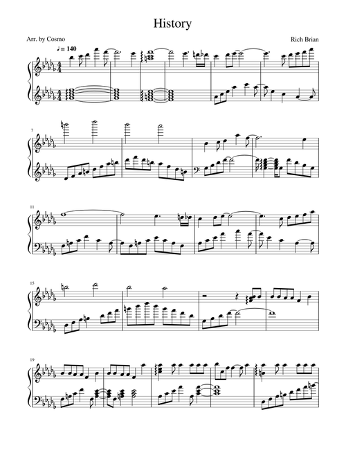 Rich Brian - "History" Piano Sheets