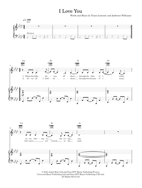 I love you - Woodkid (Piano-Voice-Guitar)