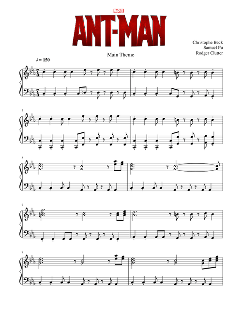 Main Theme - Ant-Man - Christophe Beck - Piano Solo