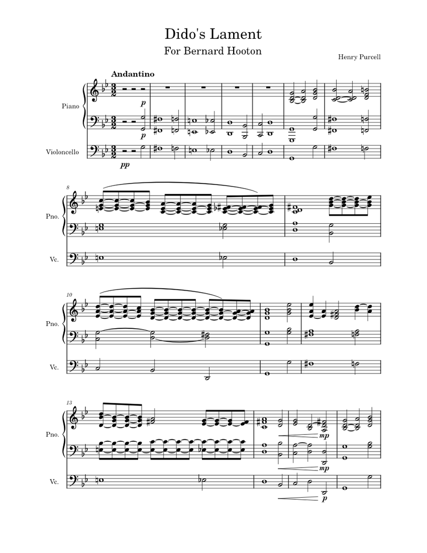 Dido's Lament – Henry Purcell Dido's Lament (slower version) Sheet ...