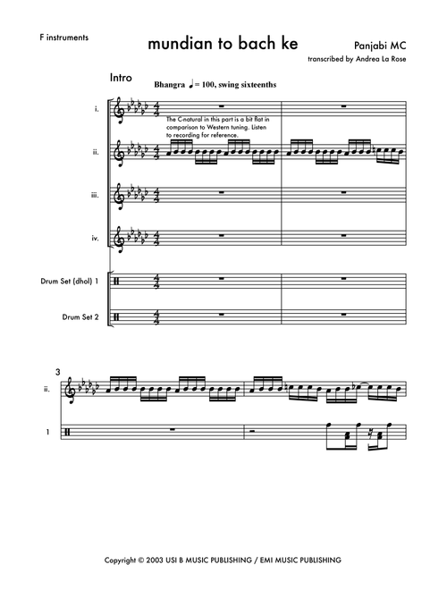 Mundian To Bach Ke (Arr. Andrea La Rose) - Panjabi Mc With Labh Janjua (Small Ensemble)