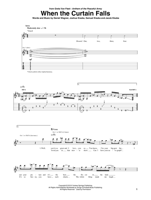When The Curtain Falls - Greta Van Fleet (Guitar Tab)
