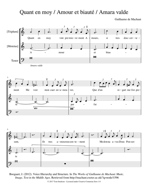 Guillaume de Machaut: Quant en moy / Amour et biauté / Amara valde