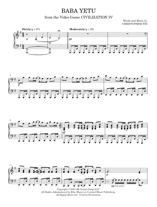 Baba Yetu - Christopher Tin (Piano Solo)