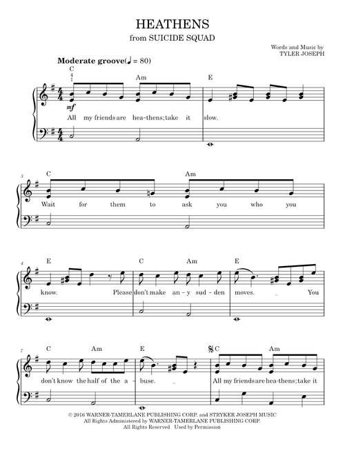 Heathens - Twenty One Pilots (Easy Piano)