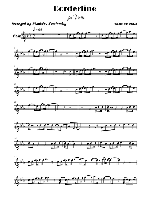 Borderline – Tame Impala (Violin Cover by Stanislav Kovalevskiy)