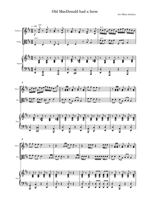 Old MacDonald had a Farm (Arr. Mihai Andritcu) - kids music (Instrumental Duet and Piano)