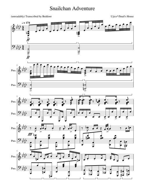 Ujico*/Snail's House - Snailchan Adventure (Piano Transcription)