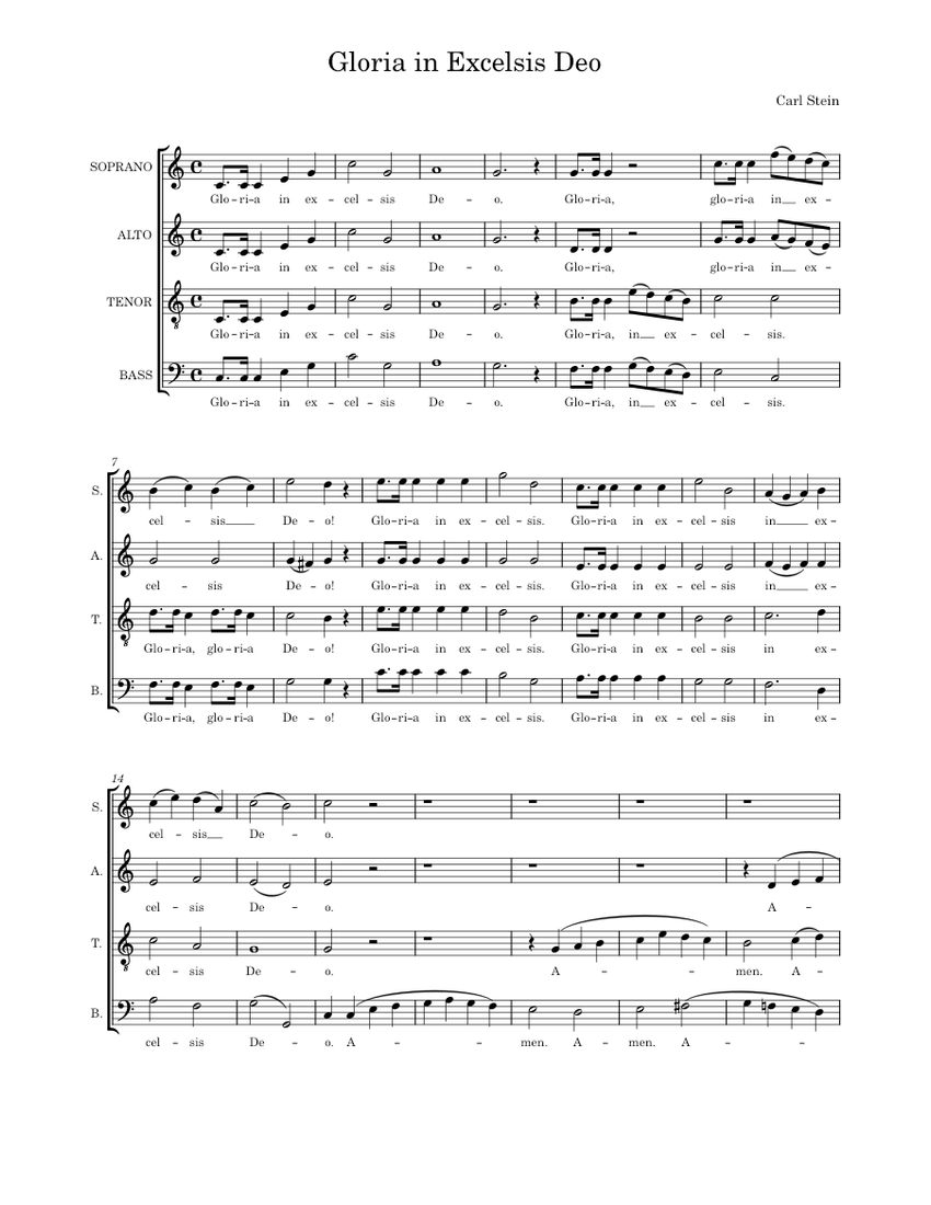 Gloria in Excelsis Deo Carl Stein Sheet music for Flute, Oboe