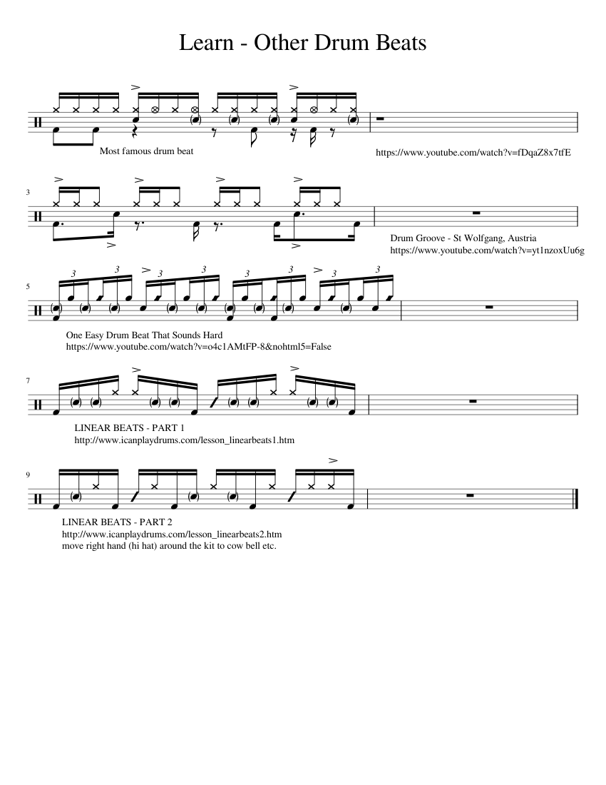 Other drum beats Sheet music for Drum group (Solo) | Musescore.com