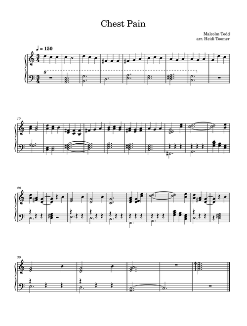 Chest Pain (I Love) (Arr. Heidi Toomer) - Malcolm Todd (Easy Piano)