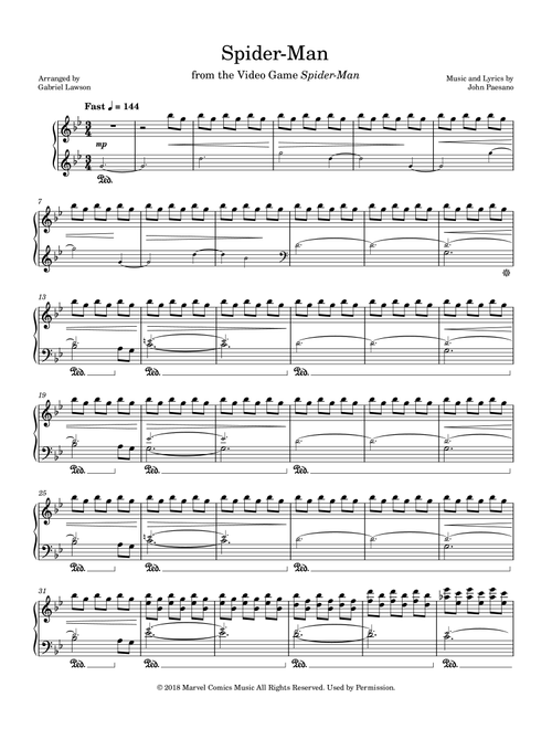 Spider-Man (Arr. Gabriel Lawson) - John Paesano (Piano Solo)