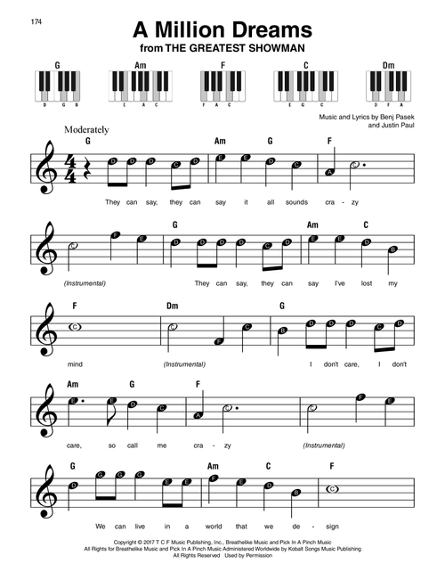 A Million Dreams (from The Greatest Showman) - Pasek & Paul (Super Easy Piano)