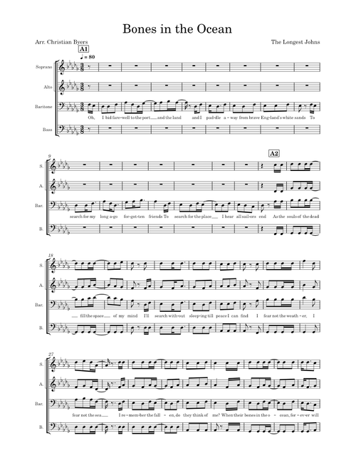 Bones in the ocean – The Longest Johns , Arr. Christian Byers