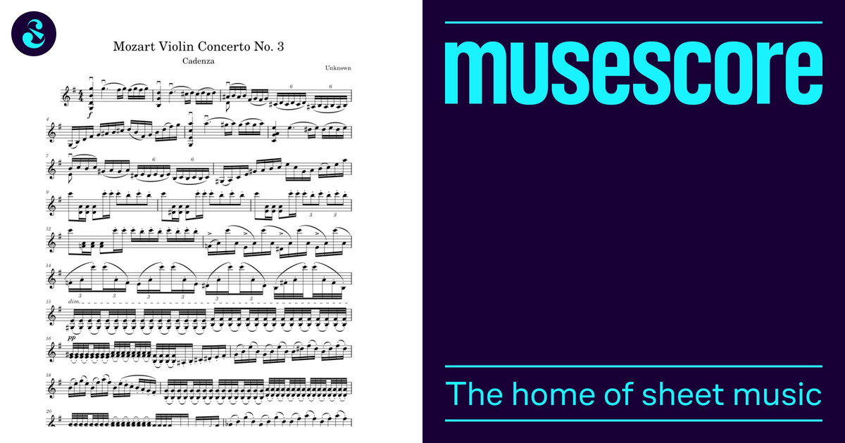 Mozart Violin Concerto No. 3 Cadenza Sheet Music for Violin (Solo