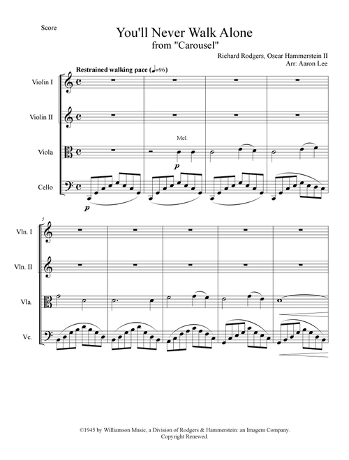You'll Never Walk Alone (Arr. Aaron Lee) - Richard Rodgers, Oscar Hammerstein II (String Quartet)