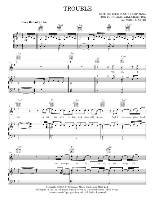 Trouble - Coldplay, Coldplay (Piano-Vocal-Guitar)