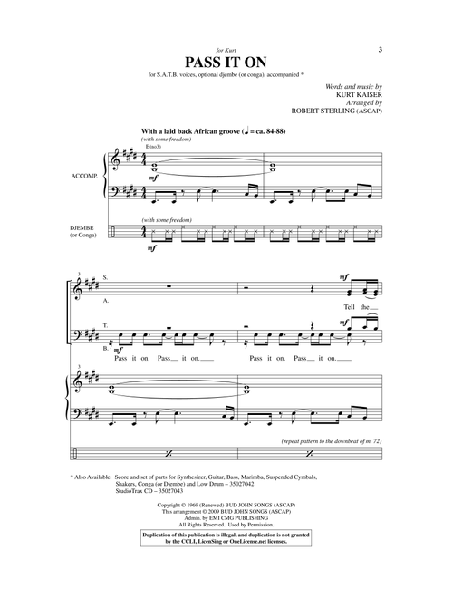 Pass It On (Arr. Robert Sterling) - Kurt Kaiser (Choral, SATB)