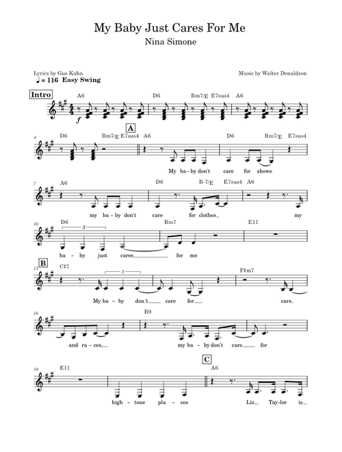 My baby just cares for me – Nina Simone My Baby Just Cares Nina Simone with lyrics