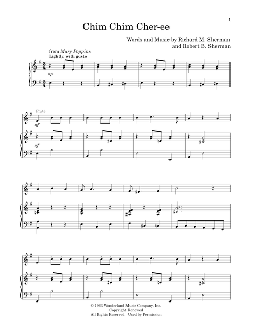 Chim Chim Cher-ee (from Mary Poppins) - Sherman Brothers, Robert B Sherman, Richard M Sherman (Flute and Piano)