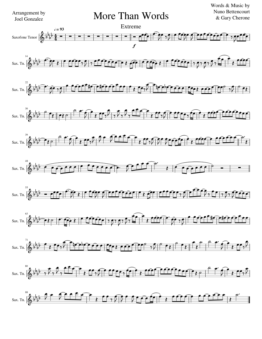 More Than Words - EXTREME - Sax Tenor Sheet Music for Saxophone