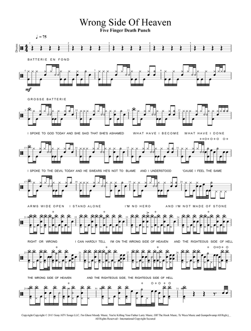 Wrong Side Of Heaven (Arr. Cyril Mayer) - Five Finger Death Punch (Drums)