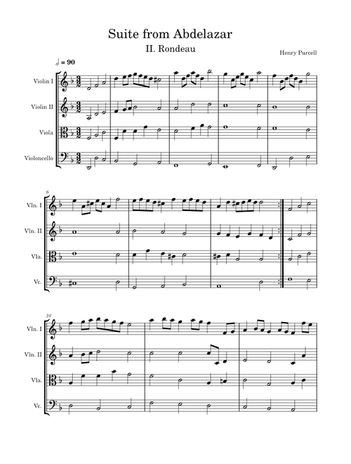 Suite of Abdelazer – Henry Purcell Suite of Abdelazer – II. Rondeau, V. Minuet and VIII. Hornpipe, Z.570