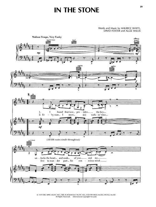 In The Stone - Earth Wind & Fire (Piano-Vocal-Guitar)