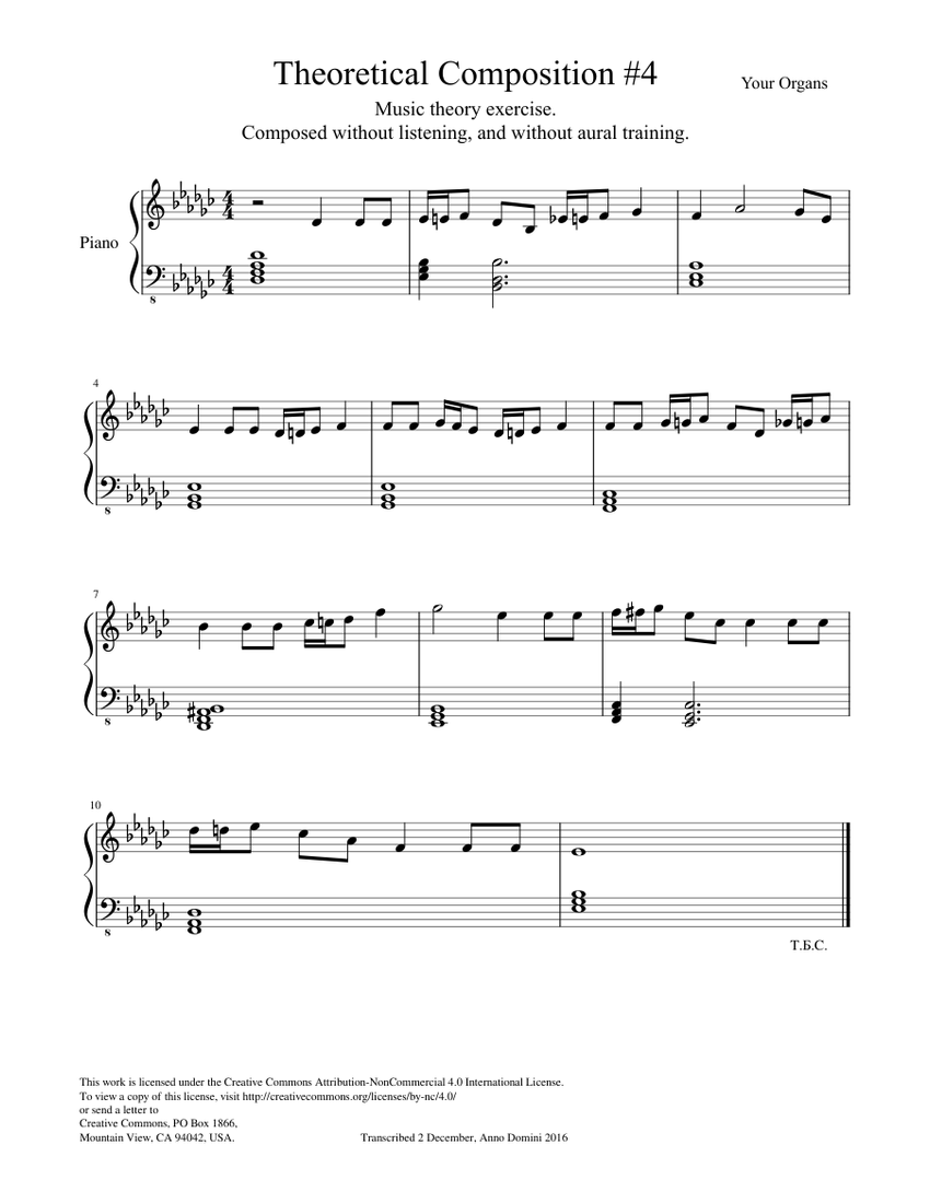 Theoretical Composition #4 Sheet music for Piano (Solo) Easy ...